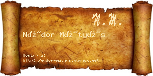 Nádor Mátyás névjegykártya